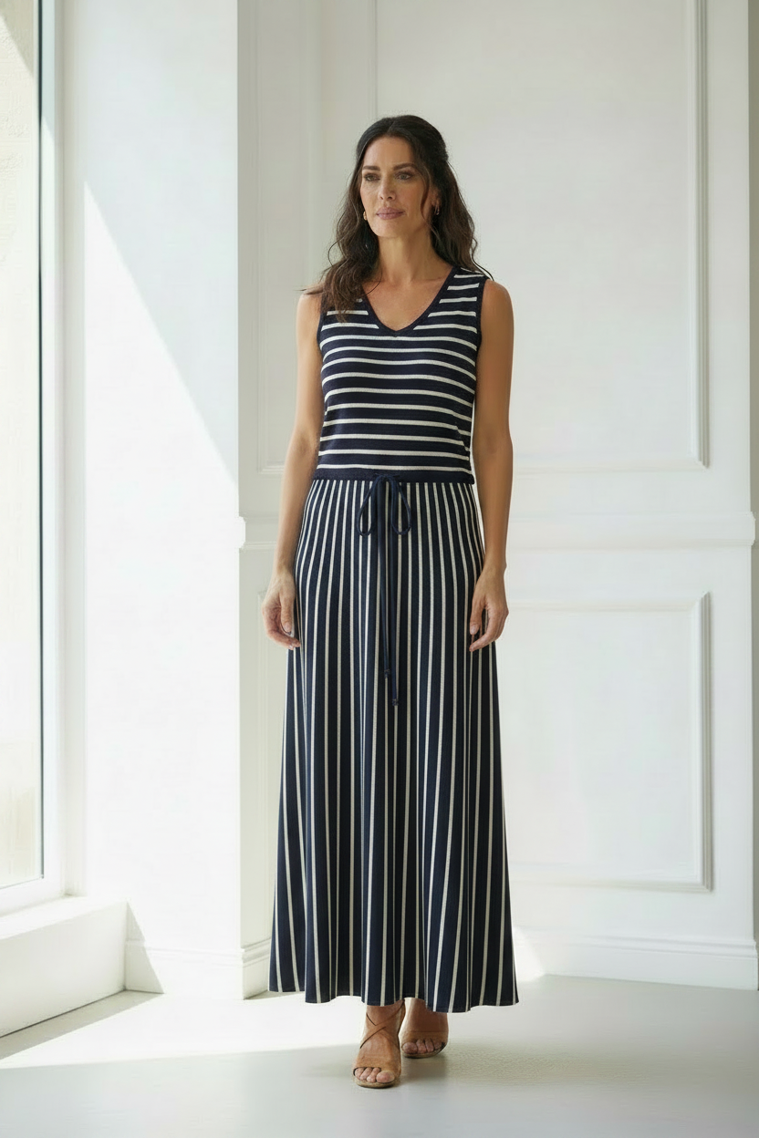 Vestido navy cordones azul marino