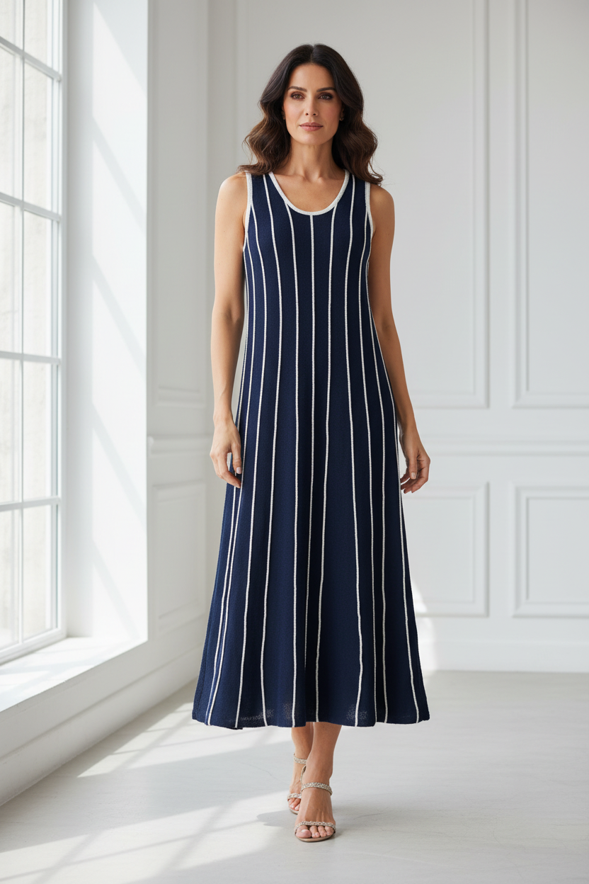 Vestido navy rayas blancas modelo española