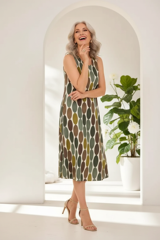 Vestido oval verde 3/4