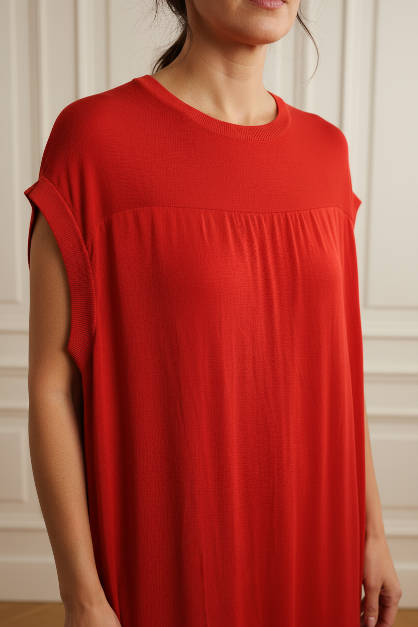 Vestido rojo - detalle cuello