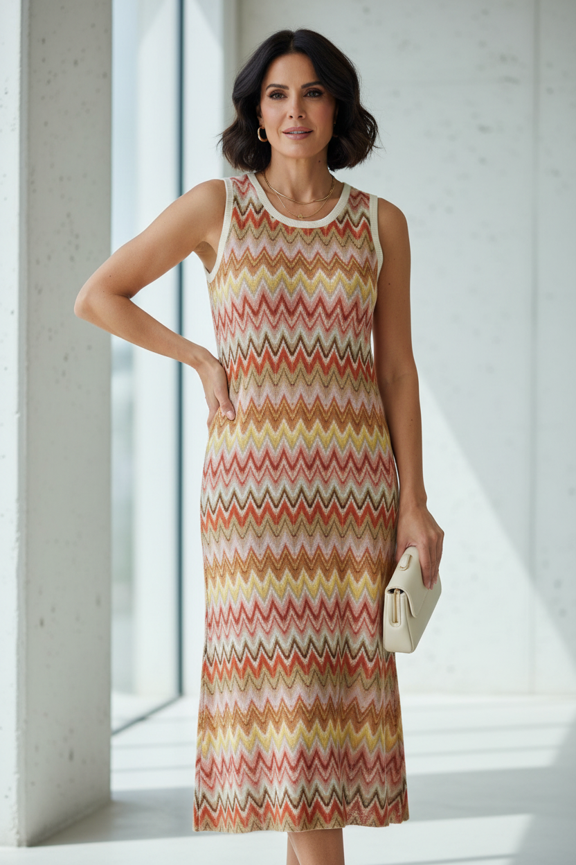 Vestido sin mangas zigzag