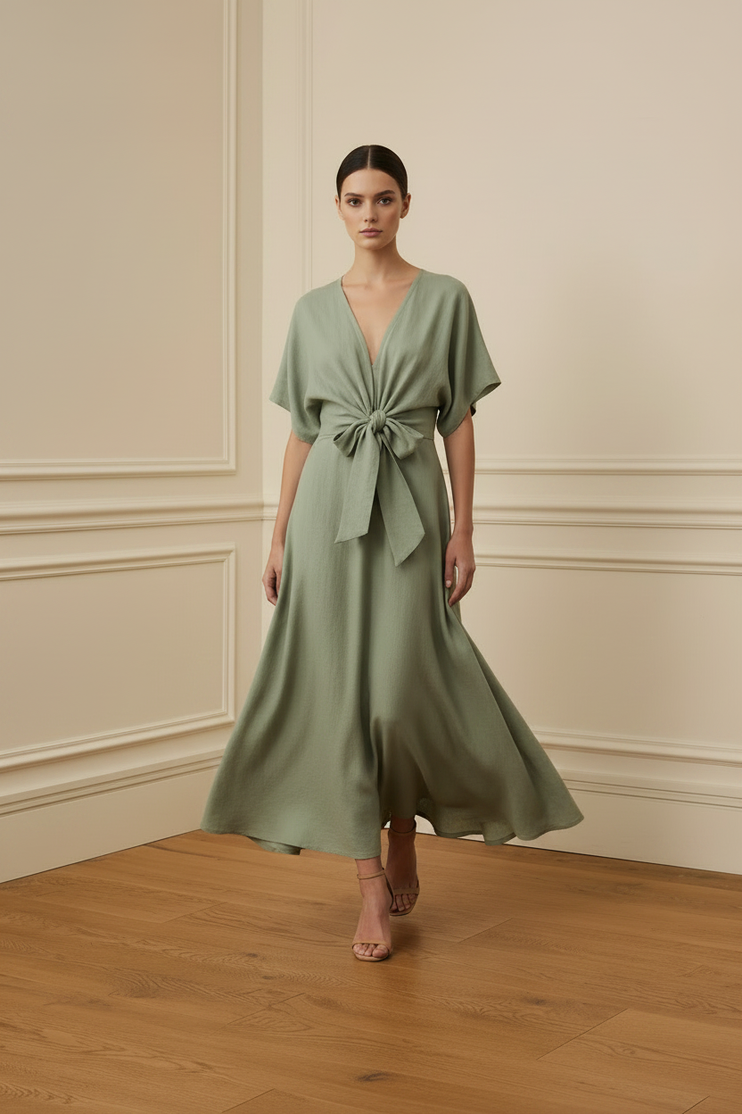Vestido verde sage - movimiento