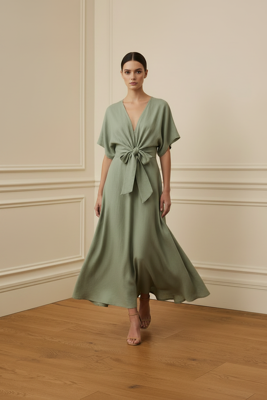Vestido verde sage - movimiento