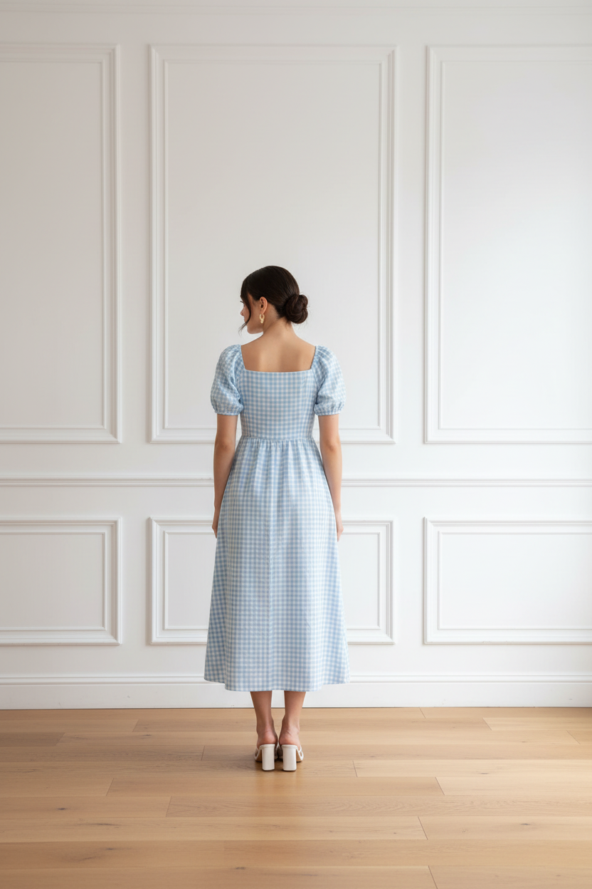 Vestido vichy azul - espaldas