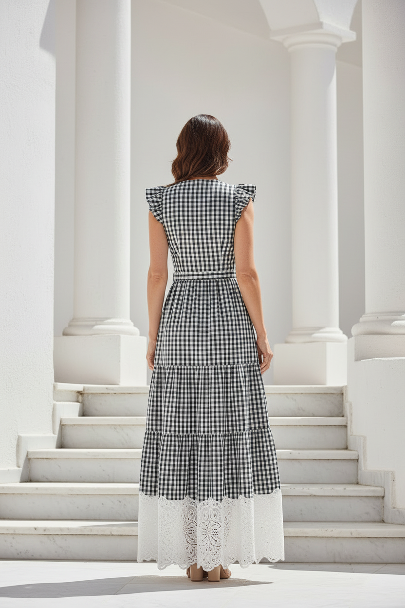 Vestido vichy negro - espalda cerrada