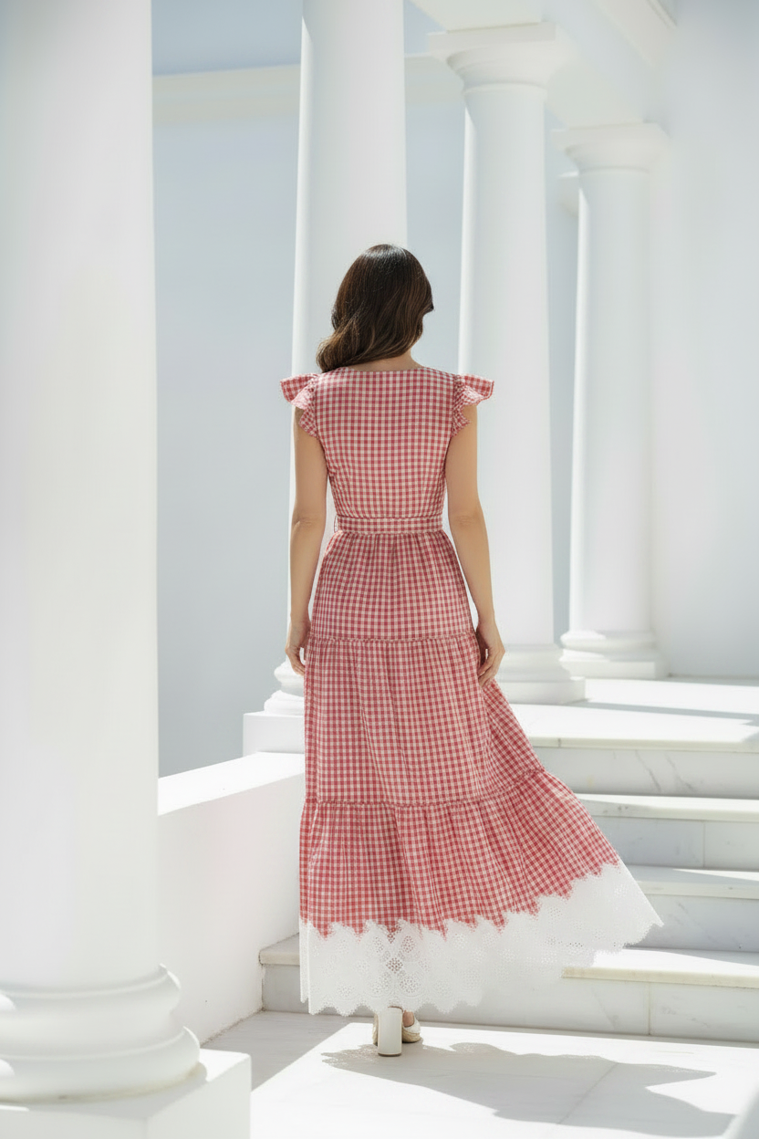 Vestido vichy rojo - espalda cerrada