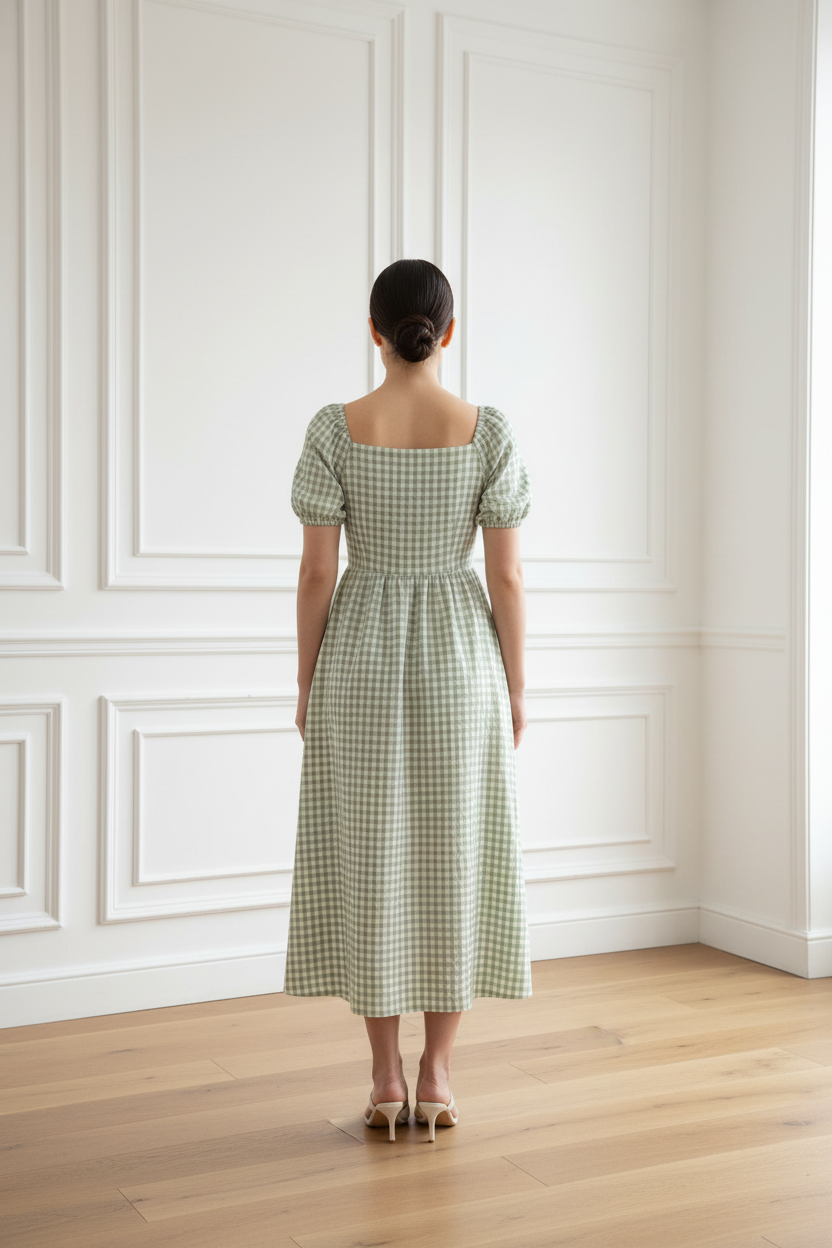 Vestido vichy verde - espaldas