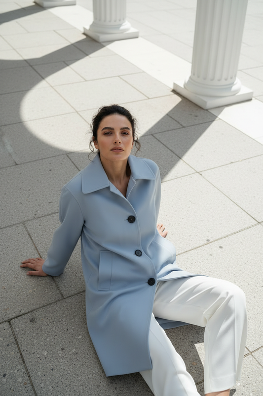 Vista cenital gabardina celeste