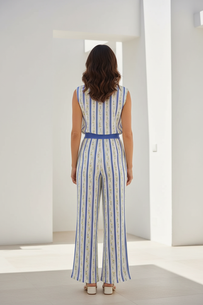 Top de rayas azul y amarillo