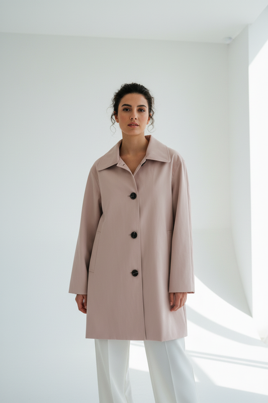 Vista frontal abrigo rosa