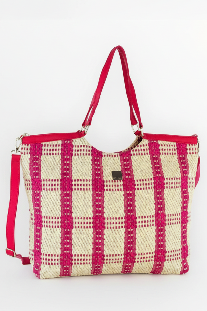 Bolso grande tweed fucsia