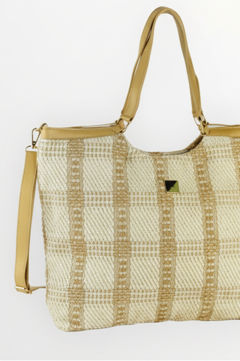 Bolso grande tweed beige
