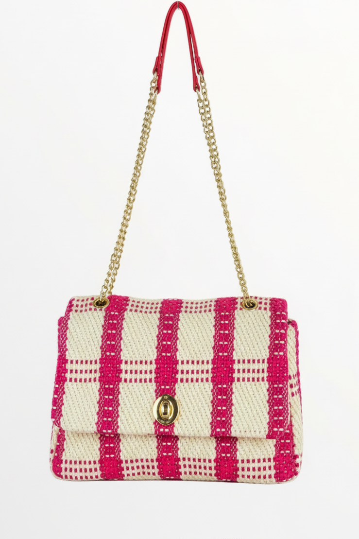 Bolso mediano tweed fucsia