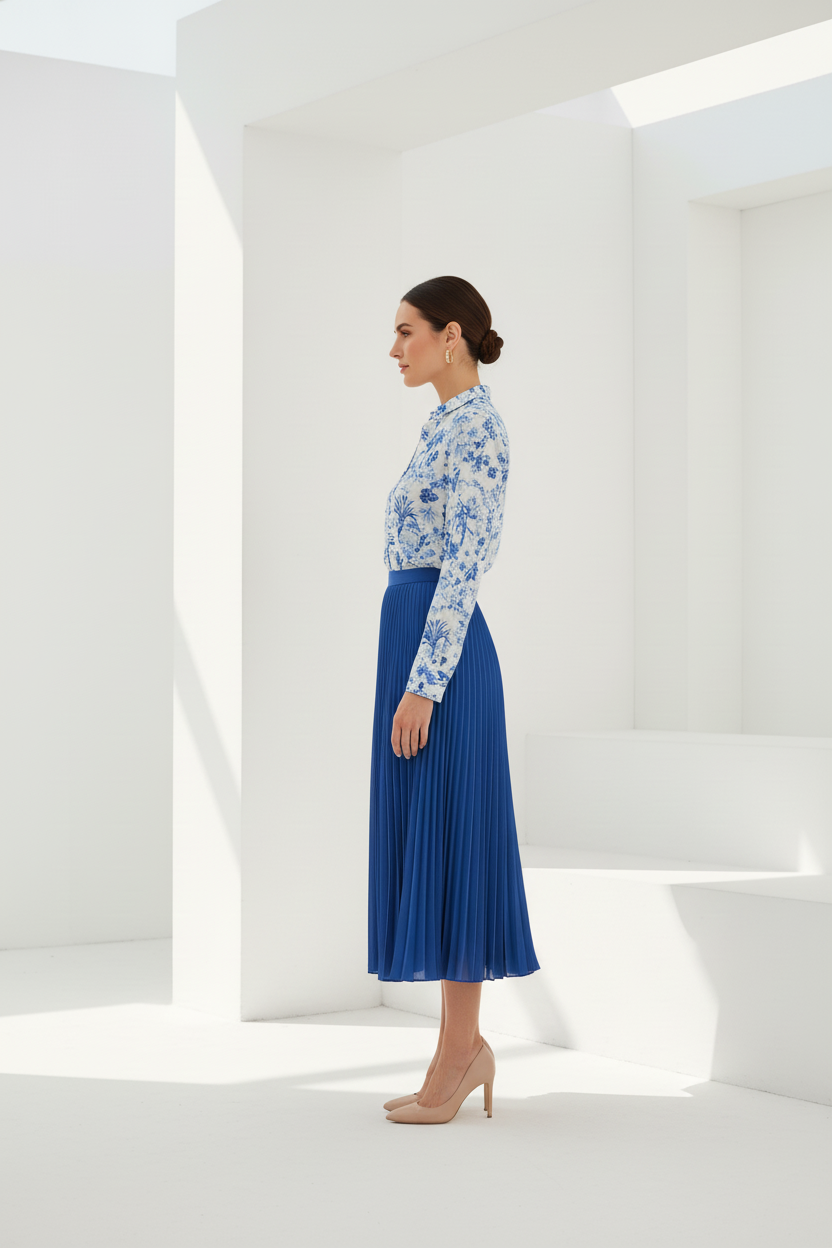 Vista lateral camisa floral