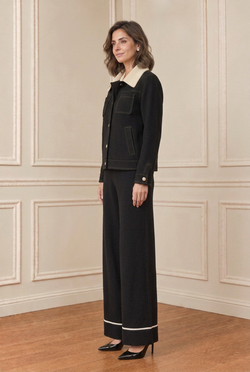 Vista lateral del look negro
