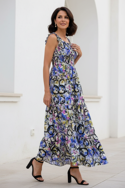 Vista lateral vestido floral