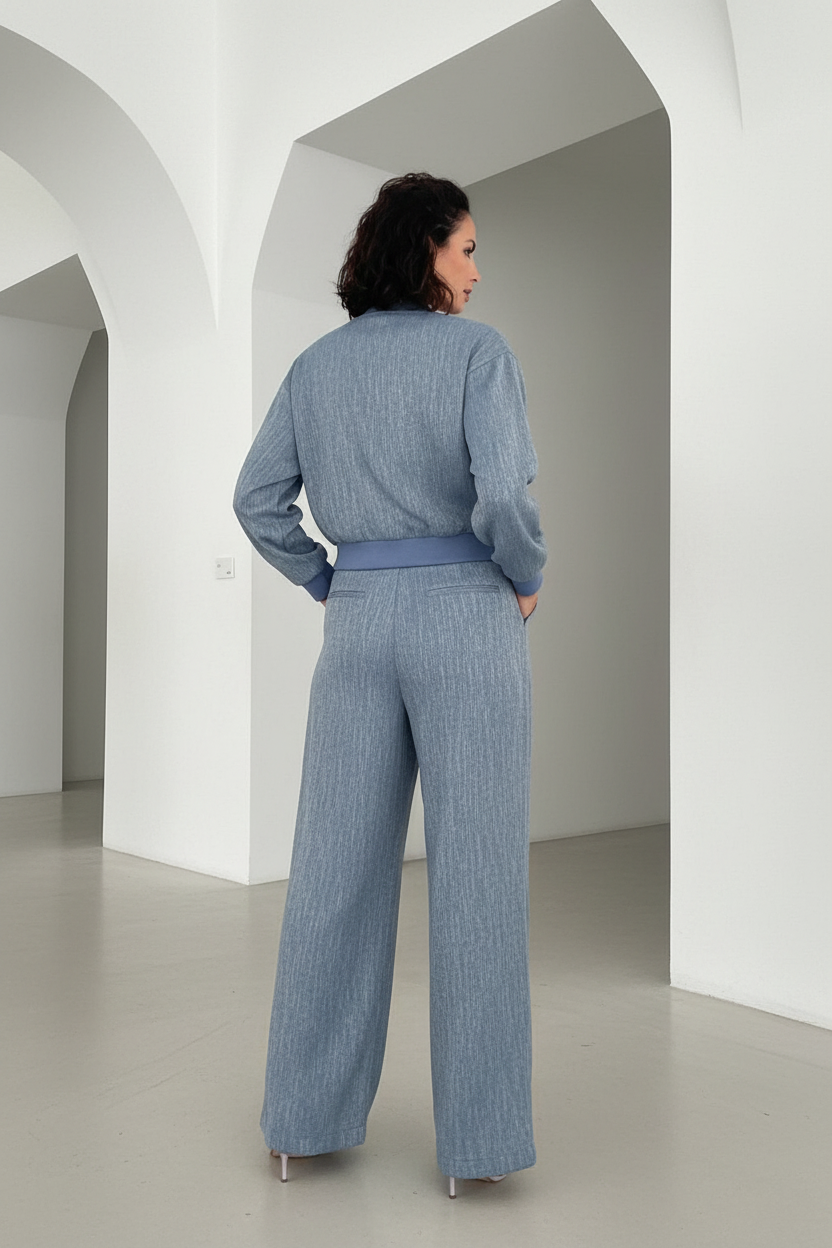 Vista trasera conjunto azul