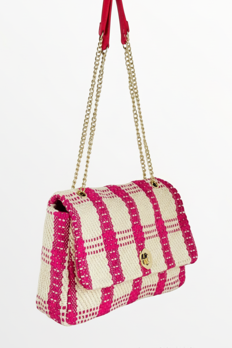 Bolso mediano tweed fucsia