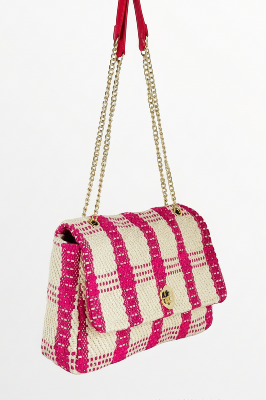 Bolso mediano tweed fucsia