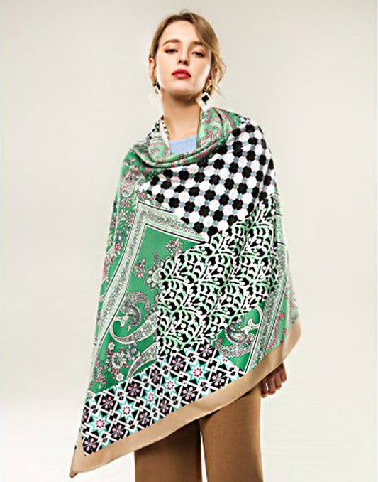 Pañuelo cuadrado seda multi estampado