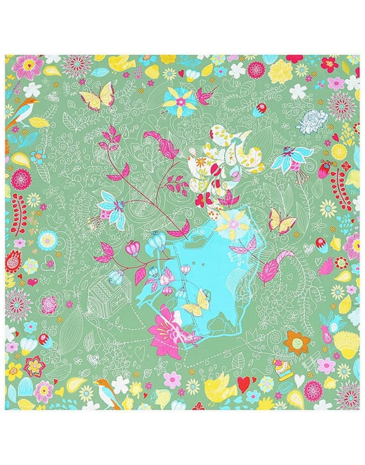 Pañuelo de seda estampado jardín menta muestrarios tienda de ropa de mujer y accesorios de moda de mujer