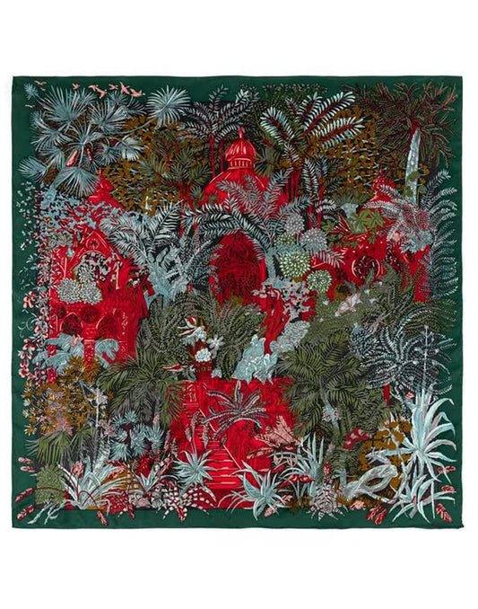 Pañuelo de seda libro de la selva verde muestrarios tienda de ropa de mujer y accesorios de moda de mujer