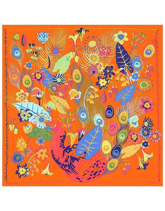 Pañuelo de seda pavo real naranja muestrarios tienda de ropa de mujer y accesorios de moda de mujer-