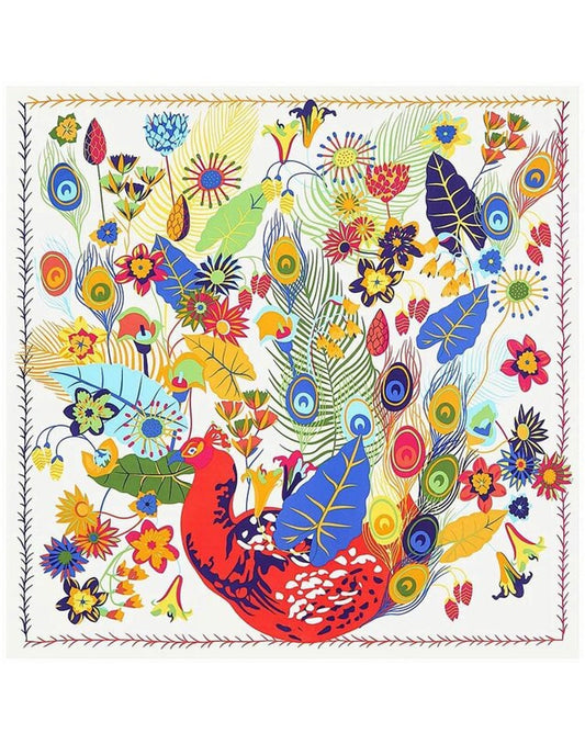Pañuelo de seda pavo real marfil muestrarios tienda de ropa de mujer y accesorios de moda de mujer-